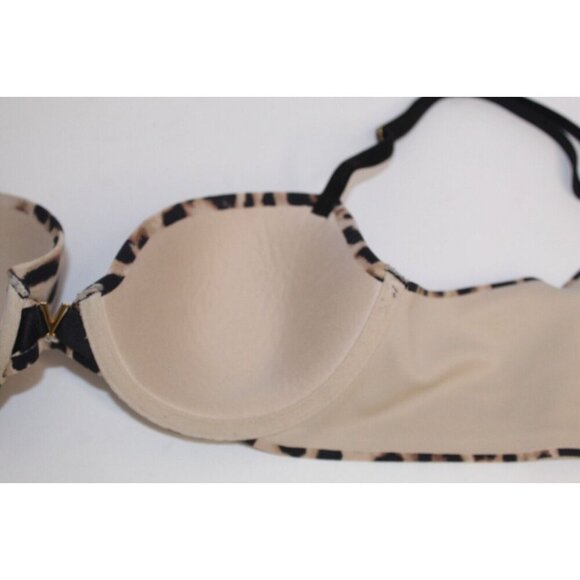 Victoria Secret Lined Demi 32 C Animal Print Preppy Y2K Wired Padded Push Up Bra - Picture 8 of 10